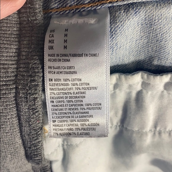 American Eagle Mixed Media Distressed Denim Jacket - Picture 7 of 7